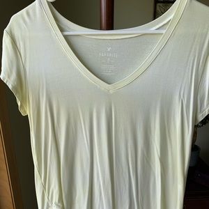 American Eagle yellow v neck t